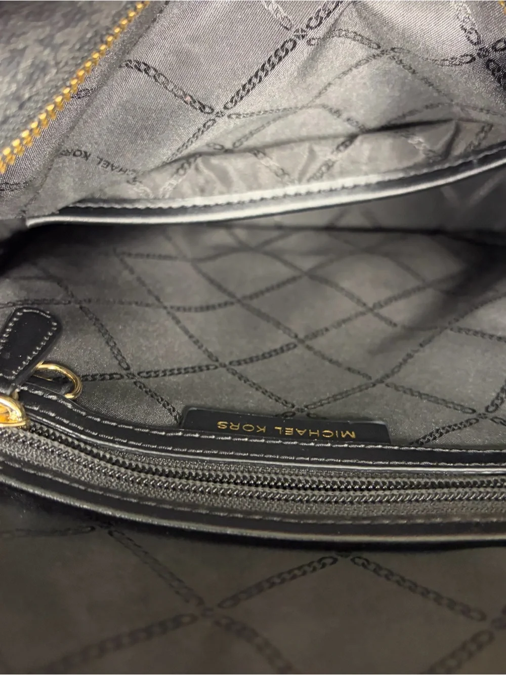 Michael Kors Rhea Browns & White MK Signature mini Dome Backpack